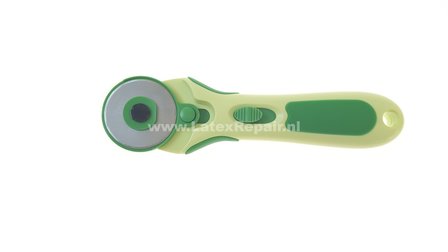 Rolmes rotary cutter 45 mm geel rolmes prym leer latex rubber textiel stof quilten 01 clover linkshandig 7500