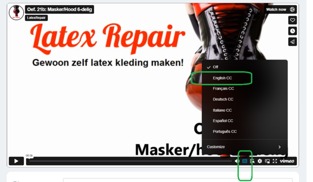 Patroon: Latex masker 3 delig + VIDEO