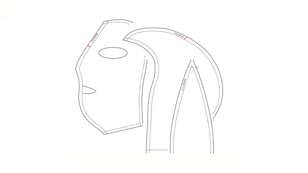 Patroon voor latex masker hood 7 delen groot klein