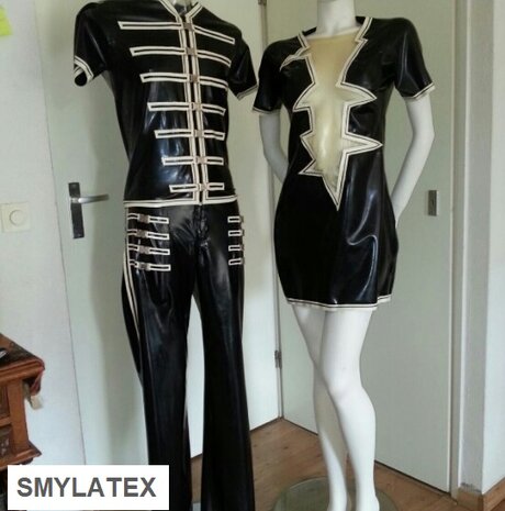 Zwart latex rok en pak zelf maken repareren